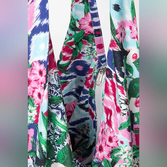 Boho Chic Beach Yoga Hobo Shoulder Bag - 100% Cotton - Floral & Ethnic Design - Picture 5 of 8